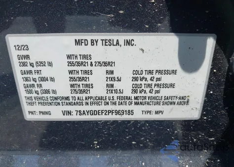 2023 Tesla Model Y Performance Dual Motor All-Wheel Drive из США, поврежденный, VIN 7SAYGDEF2PF969185